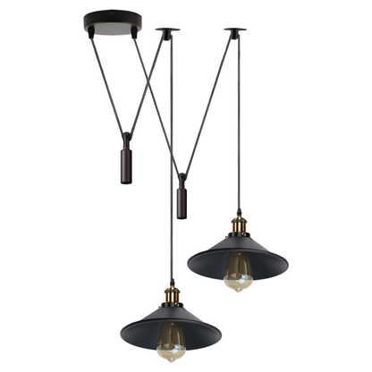 2-Light Swag Pendant Light – Adjustable Drops, Metal Shades - photo 25