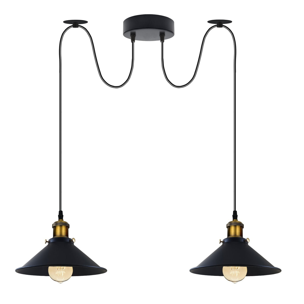 2-Light Swag Pendant Light – Adjustable Drops, Metal Shades - photo 43