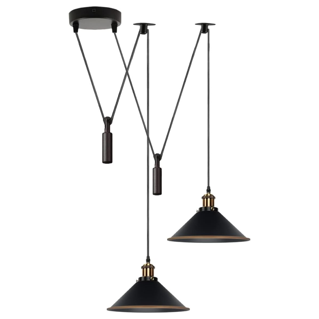 2-Light Swag Pendant Light – Adjustable Drops, Metal Shades - photo 24