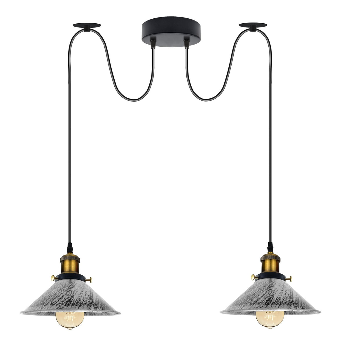 2-Light Swag Pendant Light – Adjustable Drops, Metal Shades - photo 52