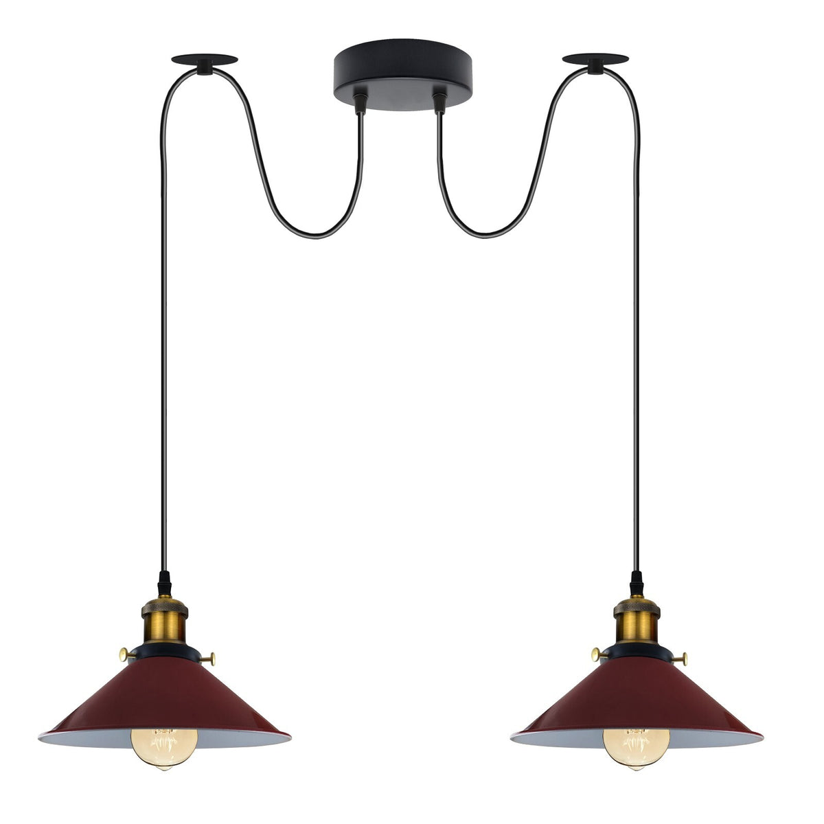 2-Light Swag Pendant Light – Adjustable Drops, Metal Shades - photo 40