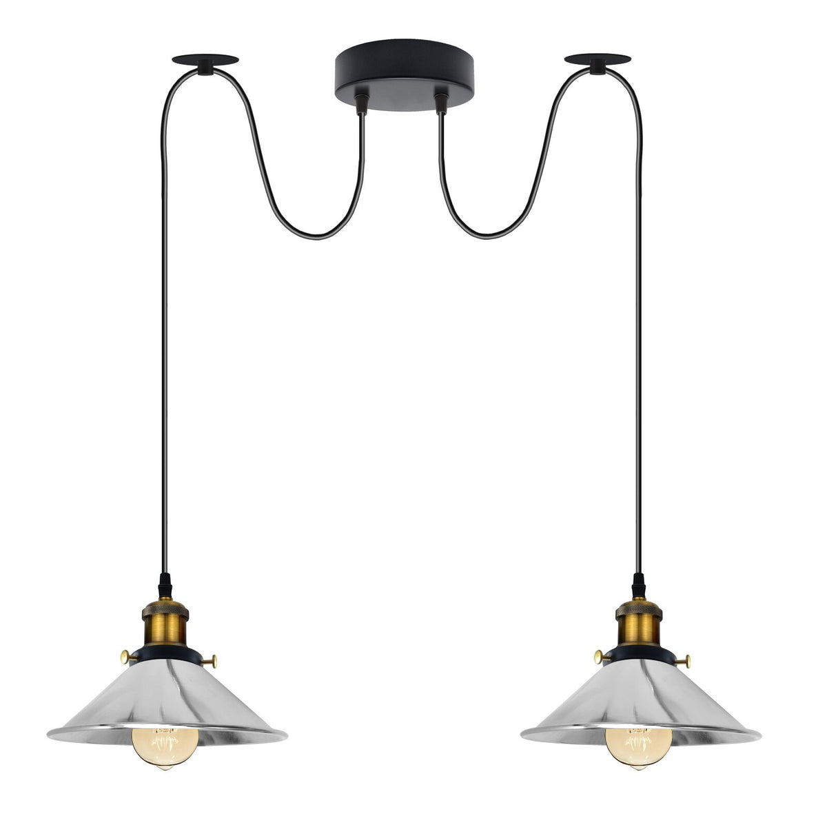 2-Light Swag Pendant Light – Adjustable Drops, Metal Shades - photo 48