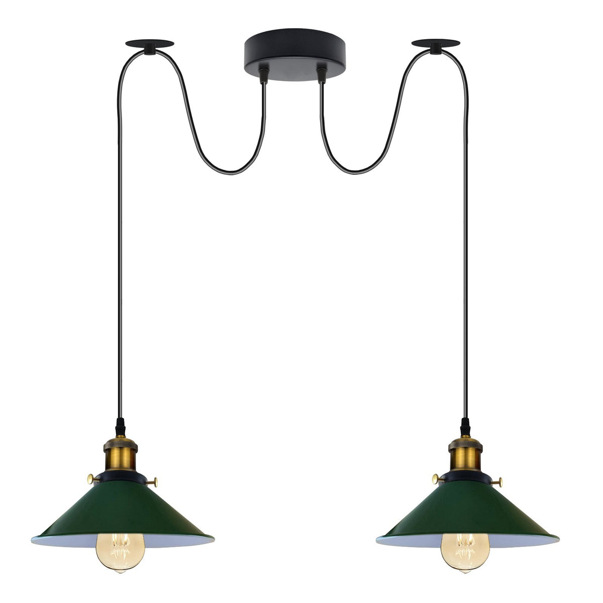 2-Light Swag Pendant Light – Adjustable Drops, Metal Shades - photo 57