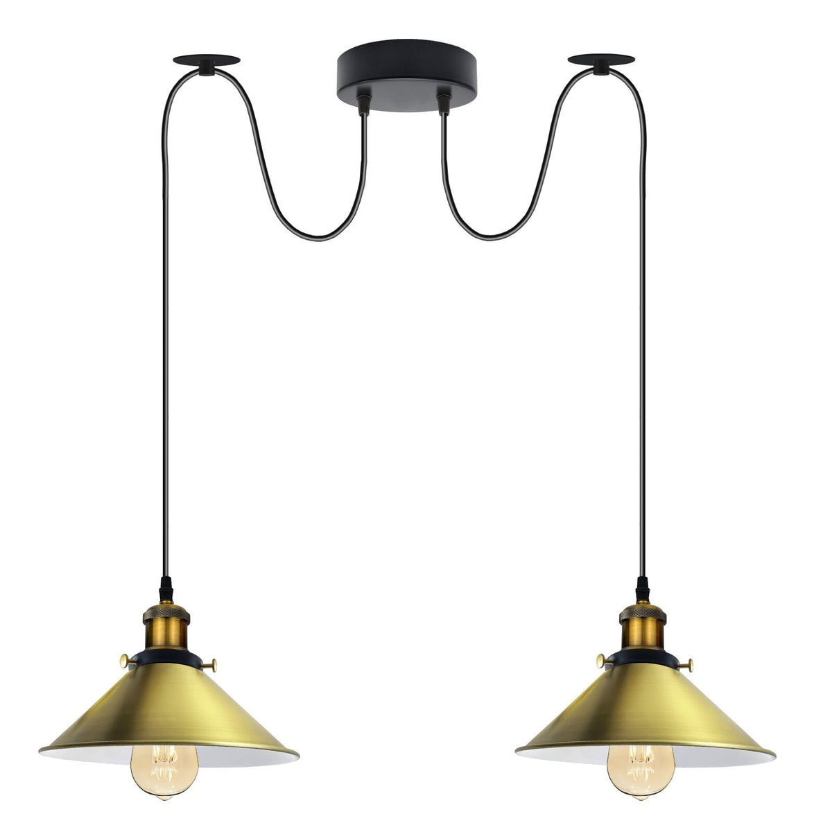 2-Light Swag Pendant Light – Adjustable Drops, Metal Shades - photo 46