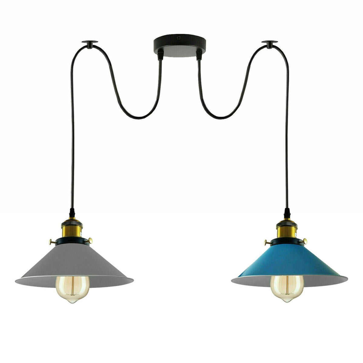2-Light Swag Pendant Light – Adjustable Drops, Metal Shades - photo 36