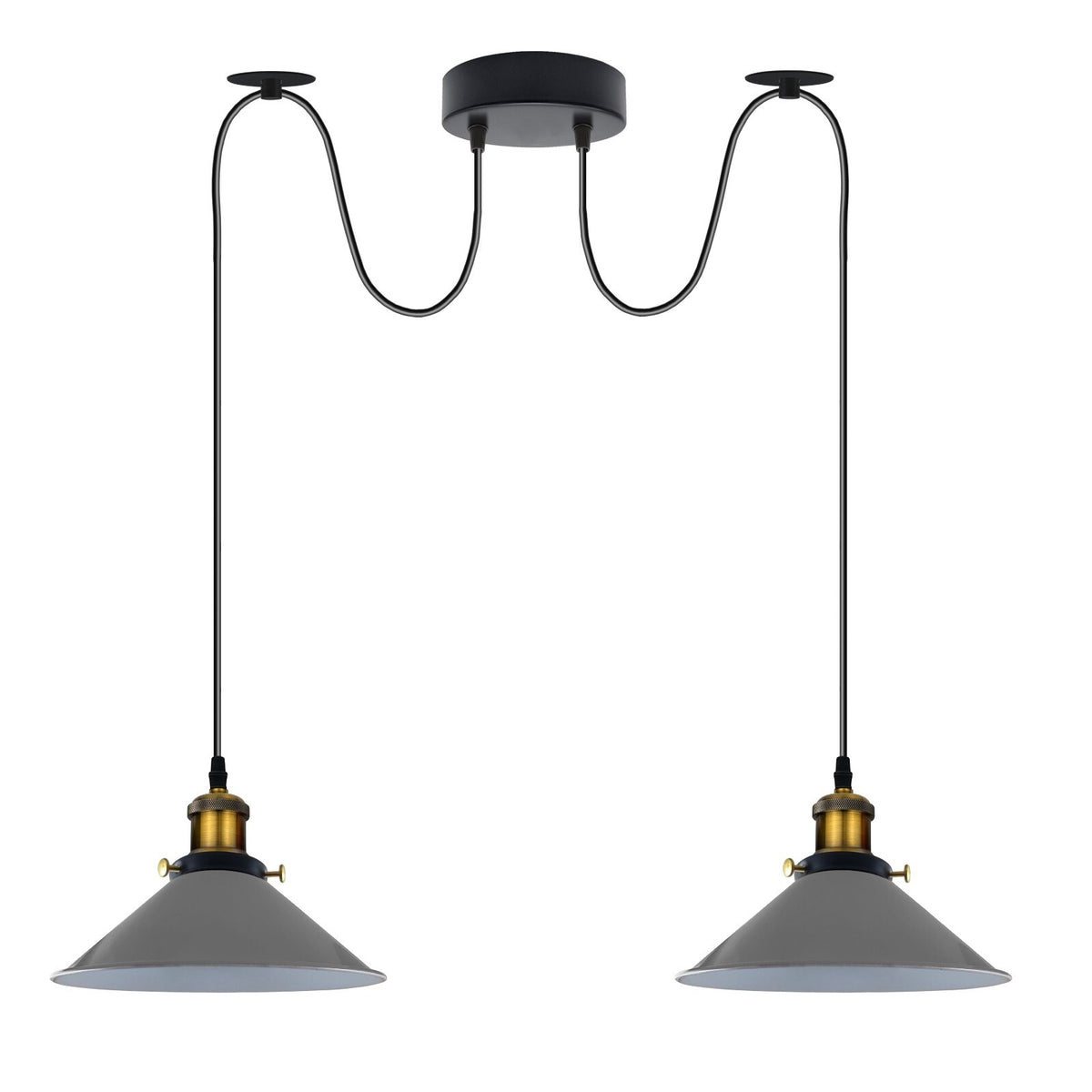 2-Light Swag Pendant Light – Adjustable Drops, Metal Shades - photo 56
