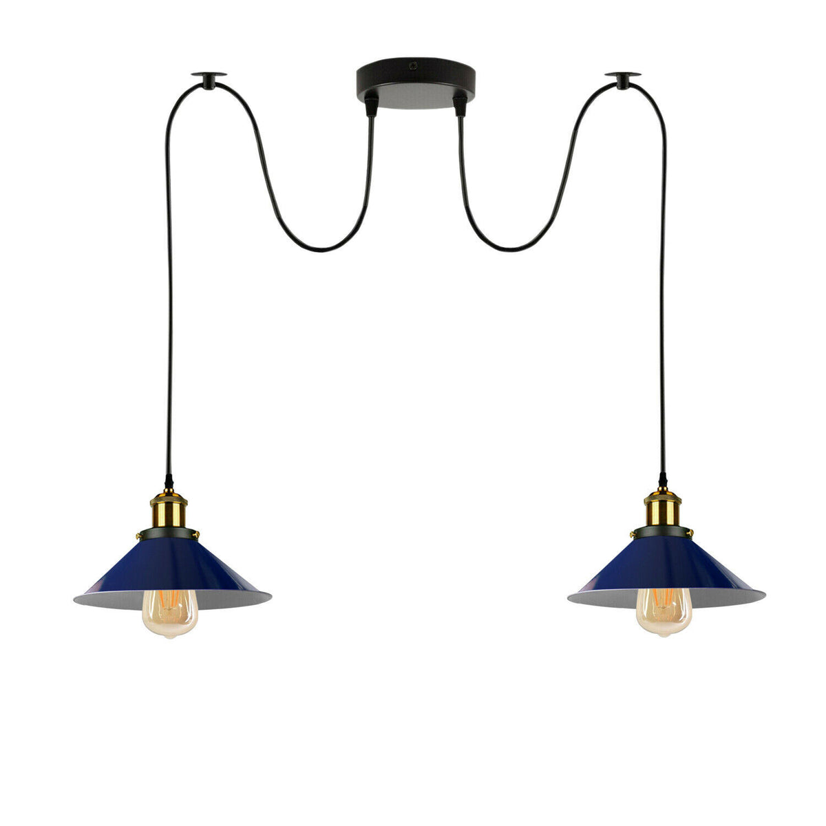 2-Light Swag Pendant Light – Adjustable Drops, Metal Shades - photo 37