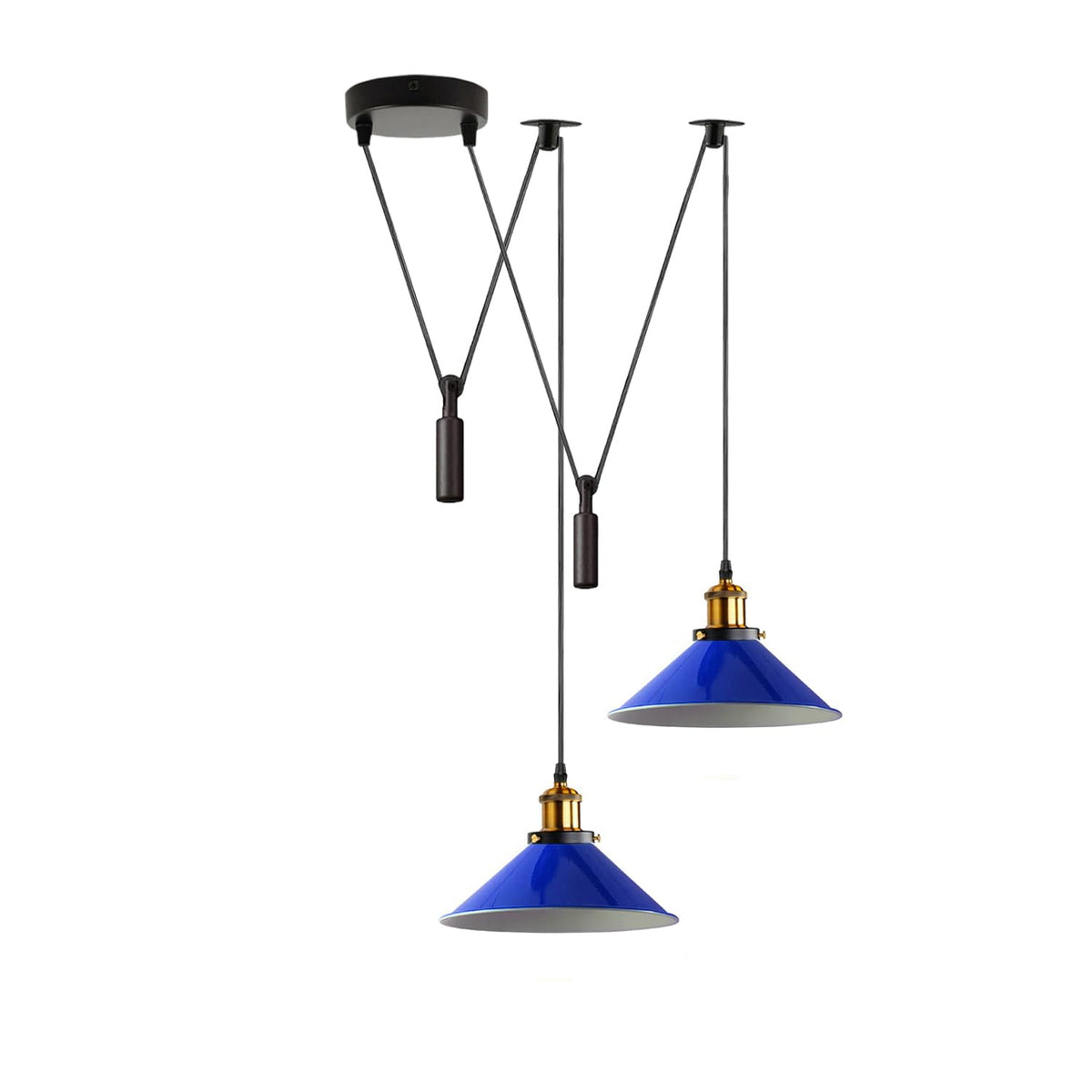 2-Light Swag Pendant Light – Adjustable Drops, Metal Shades - photo 34