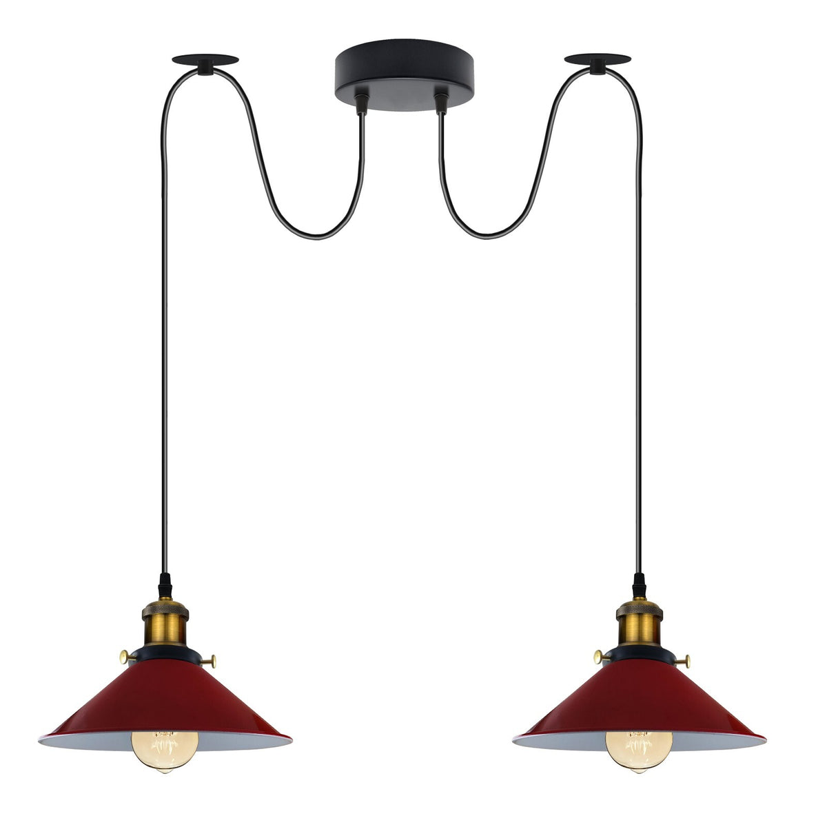 2-Light Swag Pendant Light – Adjustable Drops, Metal Shades - photo 41