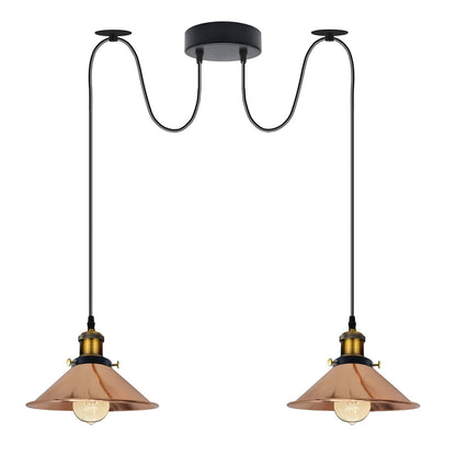 2-Light Swag Pendant Light – Adjustable Drops, Metal Shades - photo 45
