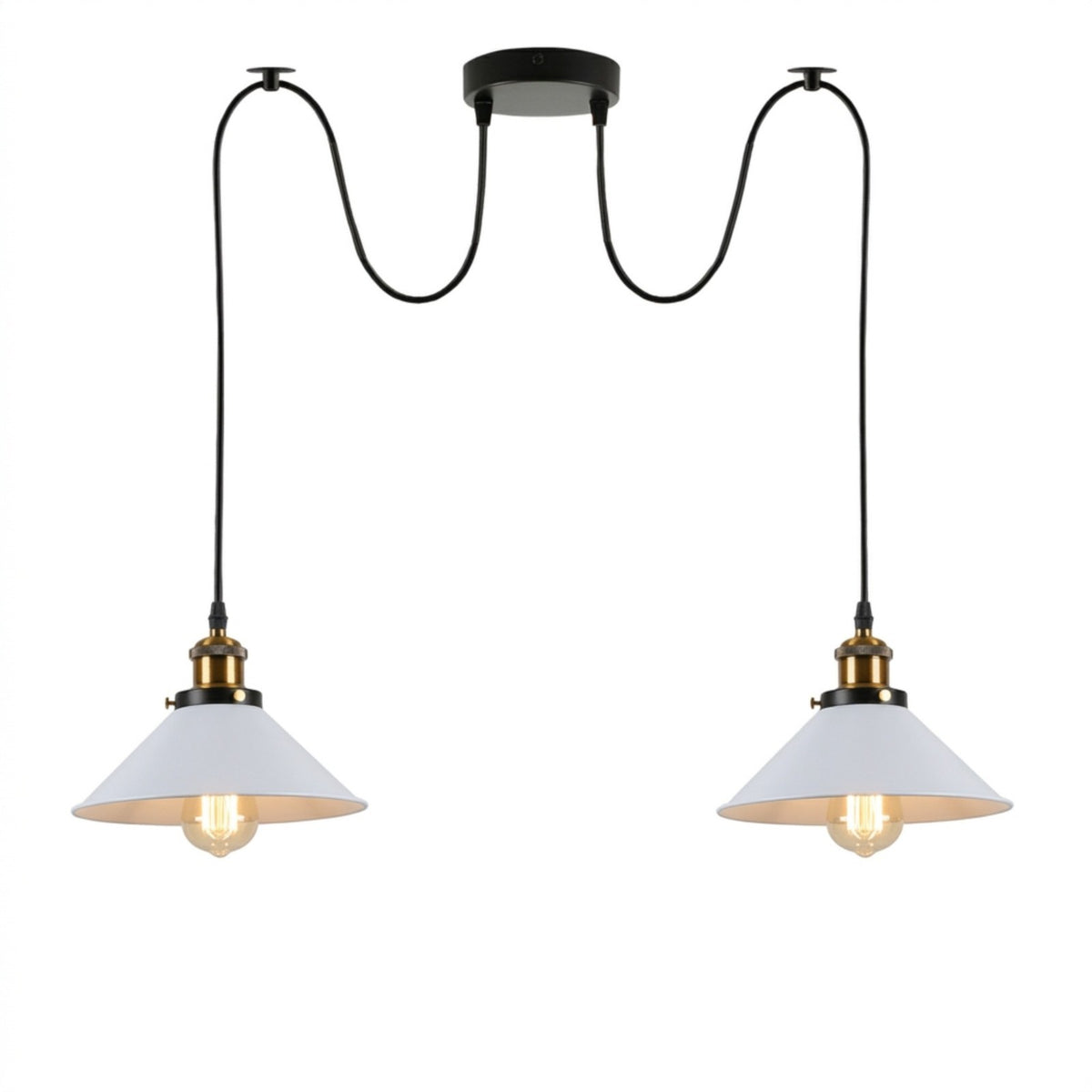 2-Light Swag Pendant Light – Adjustable Drops, Metal Shades - photo 53