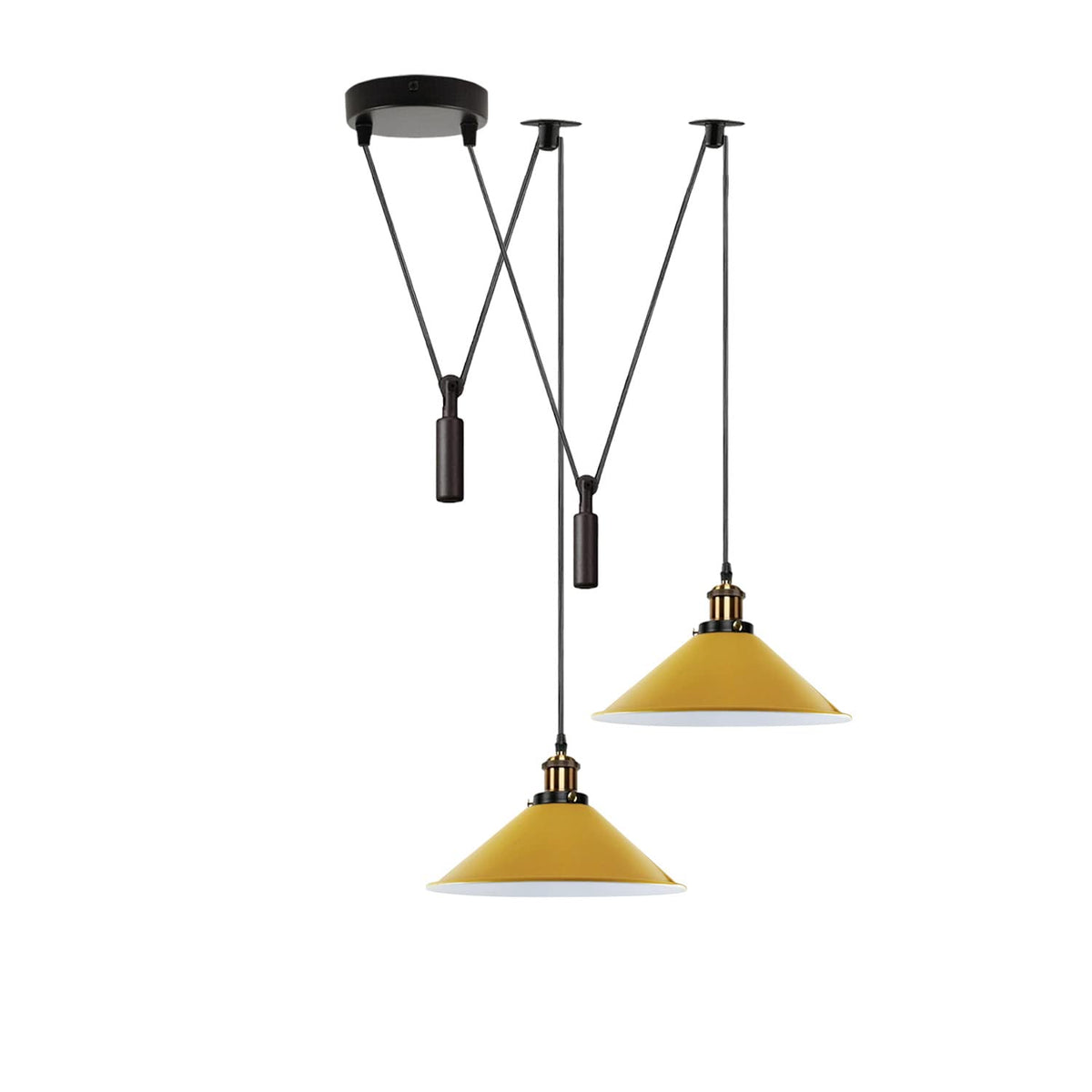 2-Light Swag Pendant Light – Adjustable Drops, Metal Shades - photo 26