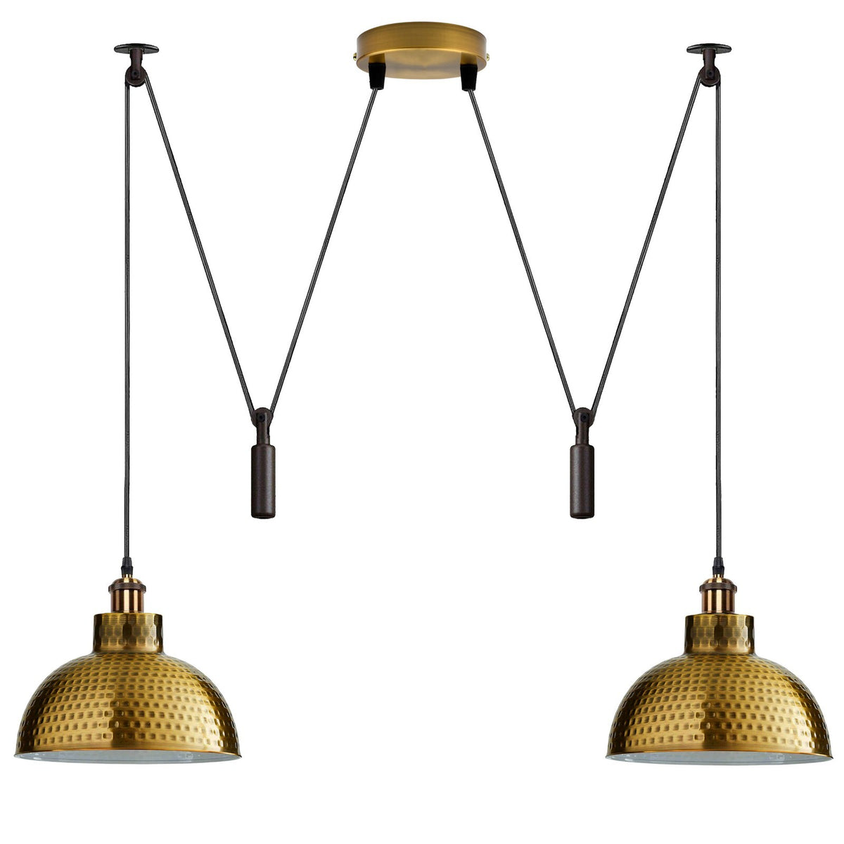 2-Light Swag Pendant Light – Adjustable Drops, Metal Shades - photo 38