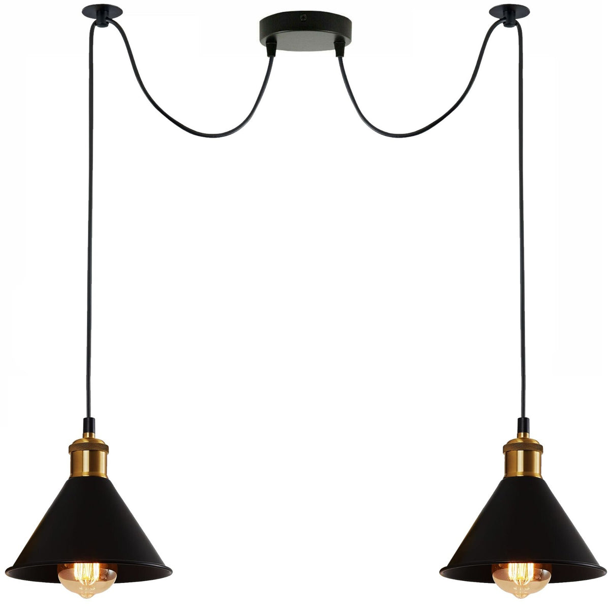 2-Light Swag Pendant Light – Adjustable Drops, Metal Shades - photo 58