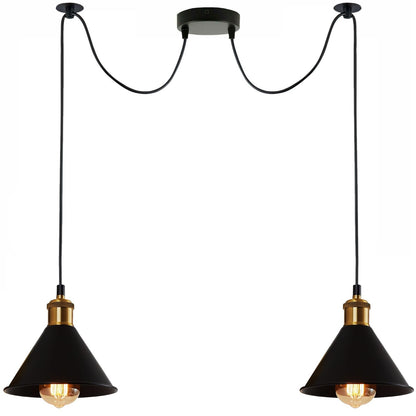 2-Light Swag Pendant Light – Adjustable Drops, Metal Shades - photo 58