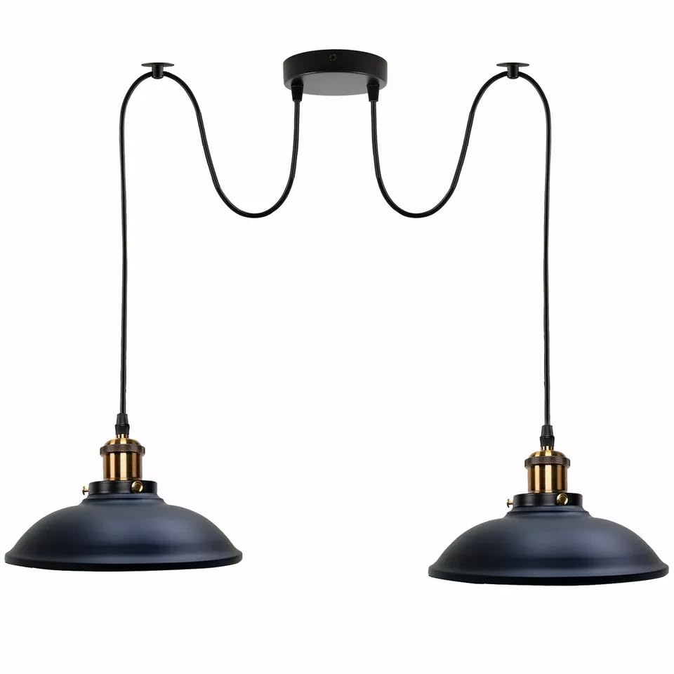 2-Light Swag Pendant Light – Adjustable Drops, Metal Shades - photo 35