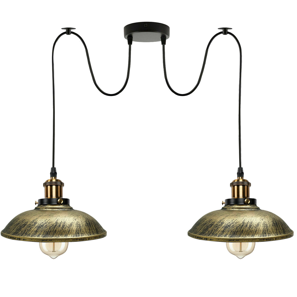 2-Light Swag Pendant Light – Adjustable Drops, Metal Shades - photo 61