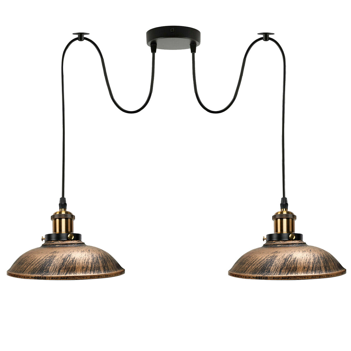 2-Light Swag Pendant Light – Adjustable Drops, Metal Shades - photo 60