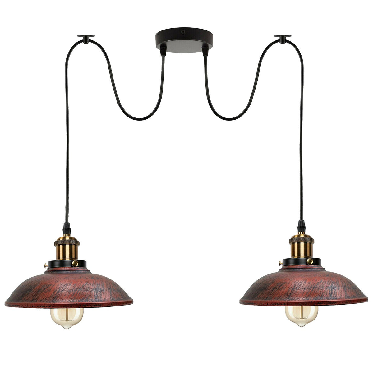 2-Light Swag Pendant Light – Adjustable Drops, Metal Shades - photo 62