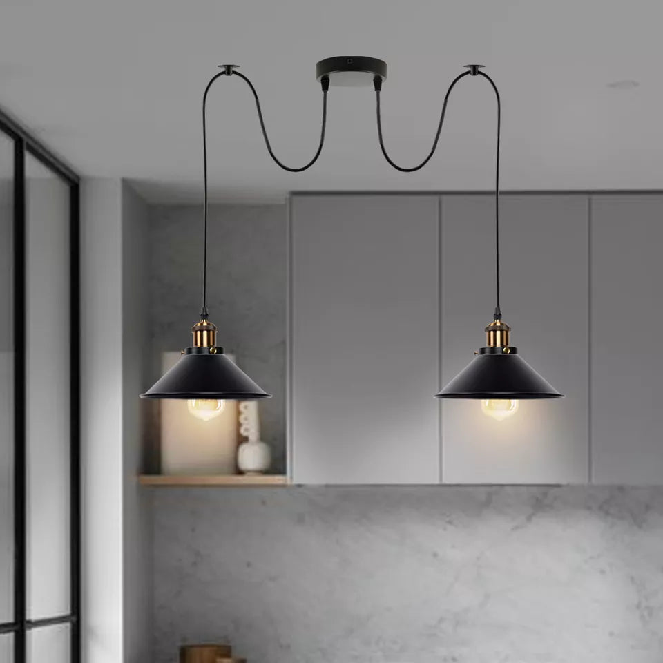 2-Light Swag Pendant Light – Adjustable Drops, Metal Shades