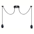 2-Light Spider Pendant – Black E27 Holders, 2 m Cables, Ceiling Hooks - Black, No Shade, Without Bulb