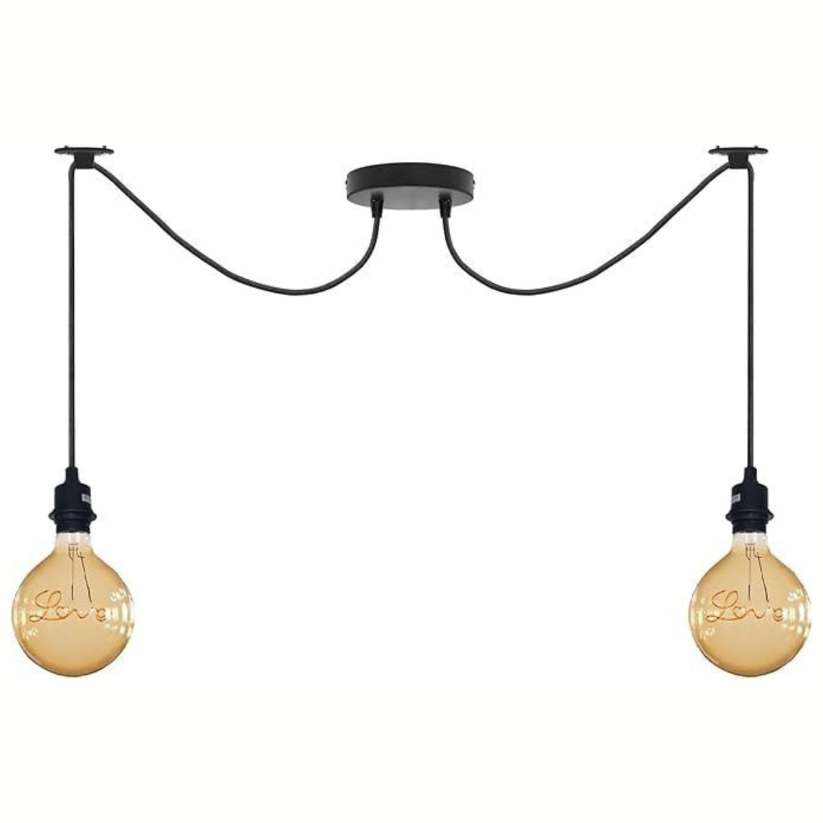 2-Light Spider Pendant – Black E27 Holders, 2 m Cables, Ceiling Hooks - photo 2