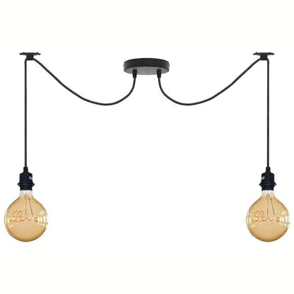 2-Light Spider Pendant – Black E27 Holders, 2 m Cables, Ceiling Hooks - photo 2