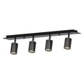 4 Light GU10 Spotlight Bar – Black, Adjustable Heads, With Bulbs