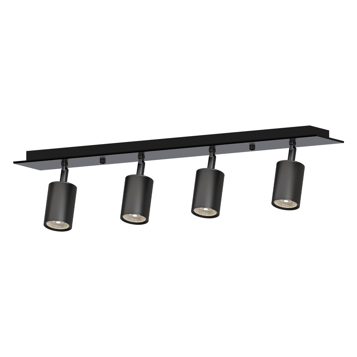 4 Light GU10 Spotlight Bar – Black, Adjustable Heads, With Bulbs