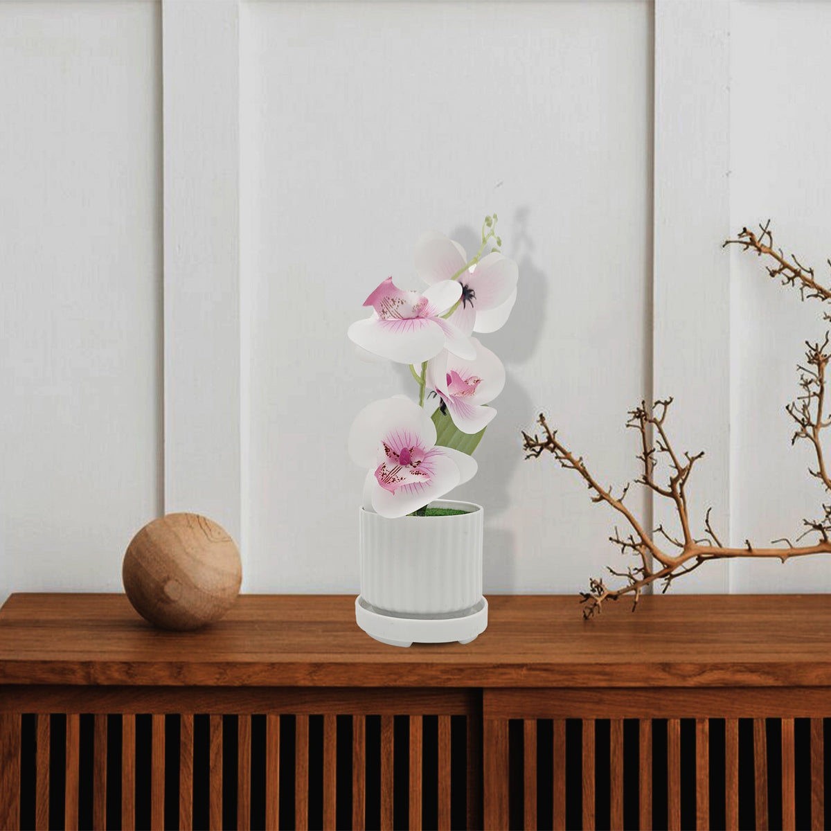Artificial Orchids in White Ribbed Pots – Set of 2, 30 cm, Assorted Colours - photo 12