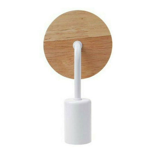 Wood & White Wall Light Holder – Bent Arm, E27 - White, Single, Without Bulb