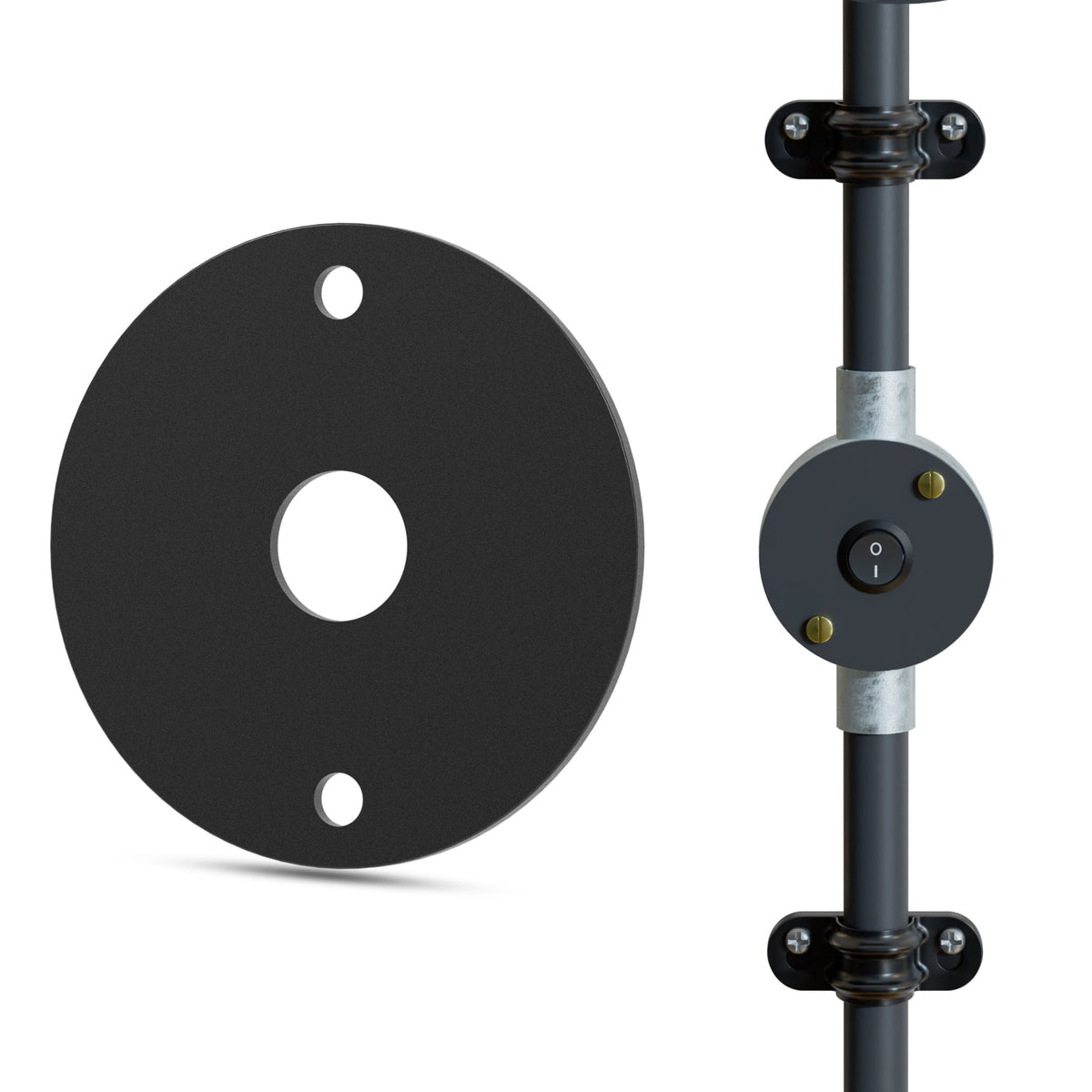 20mm Conduit Box Lid with 14mm Centre Hole - Black