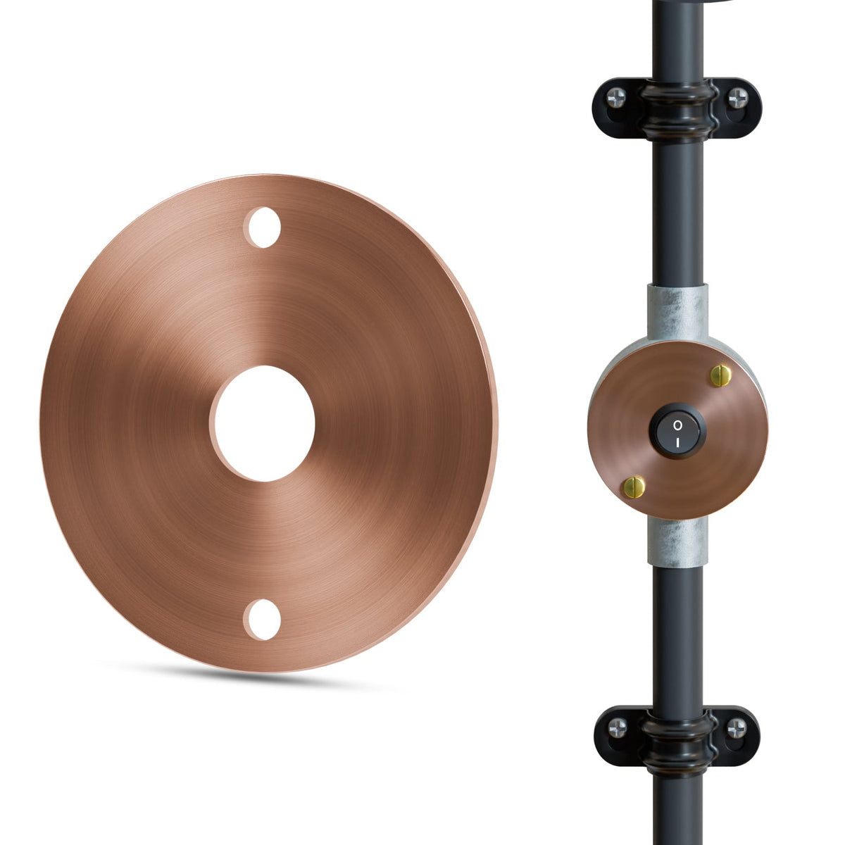20mm Conduit Box Lid with 14mm Centre Hole - Copper