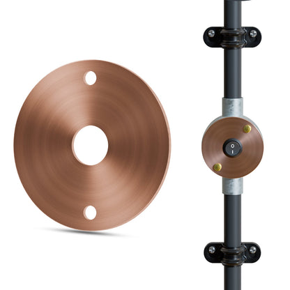 20mm Conduit Box Lid with 14mm Centre Hole - Copper