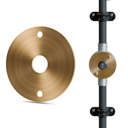 20mm Conduit Box Lid with 14mm Centre Hole - Yellow Brass