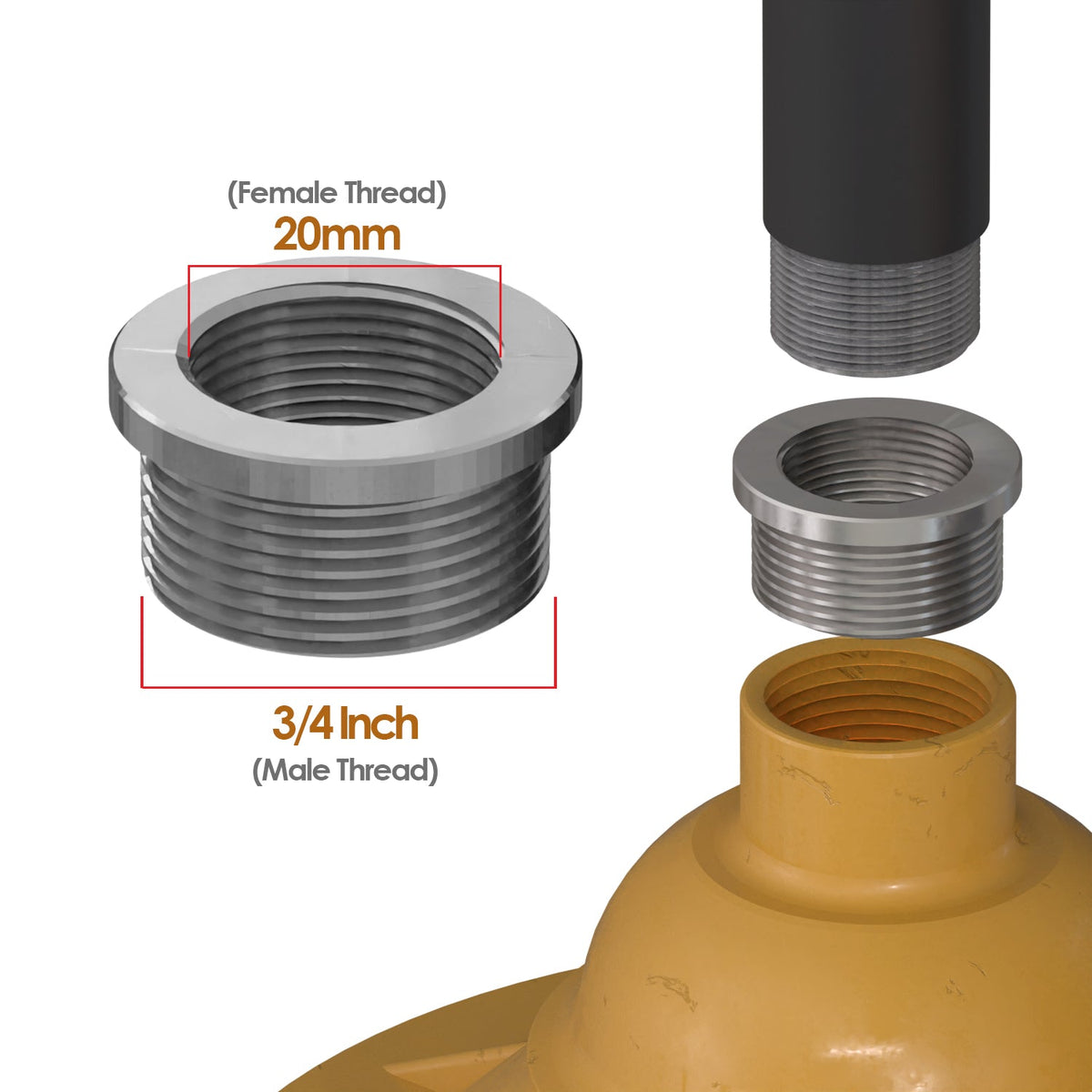 20mm Female to 3/4 Inch Male Reducing Bush Chrome - photo 3