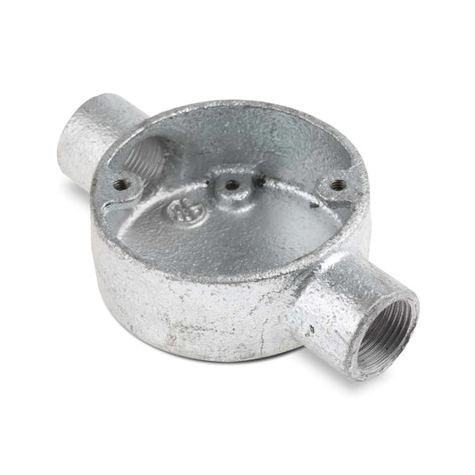 20mm Galvanised Circular Conduit Through Box - Single