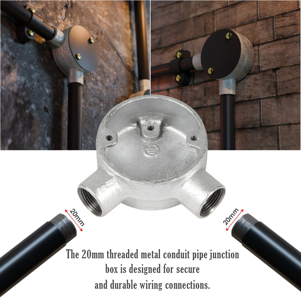 20mm Galvanised Conduit Terminal Box – 1 Way & 3 Way - photo 2