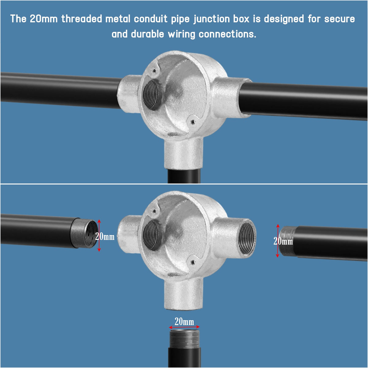 20mm Galvanised Conduit Terminal Box – 1 Way & 3 Way - photo 6