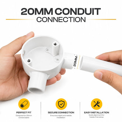 20mm PVC 2 Way V-Shaped Conduit Junction Box White - photo 3