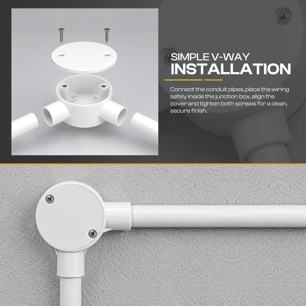 20mm PVC 2 Way V-Shaped Conduit Junction Box White - photo 5