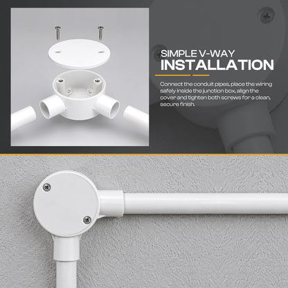 20mm PVC 2 Way V-Shaped Conduit Junction Box White - photo 5