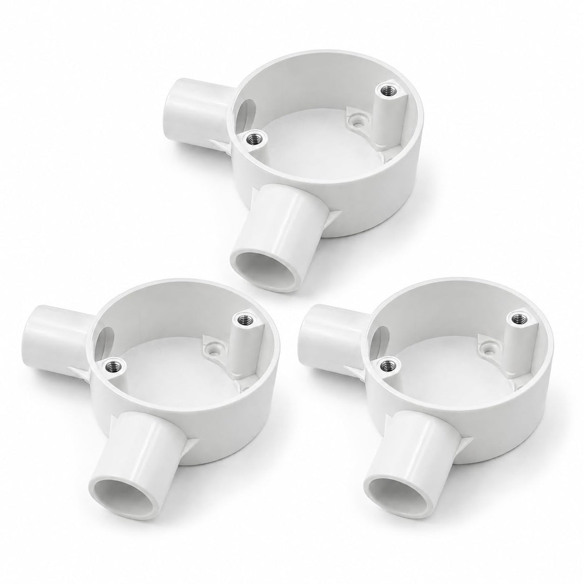 20mm PVC 2 Way V-Shaped Conduit Junction Box White - Pack of 3