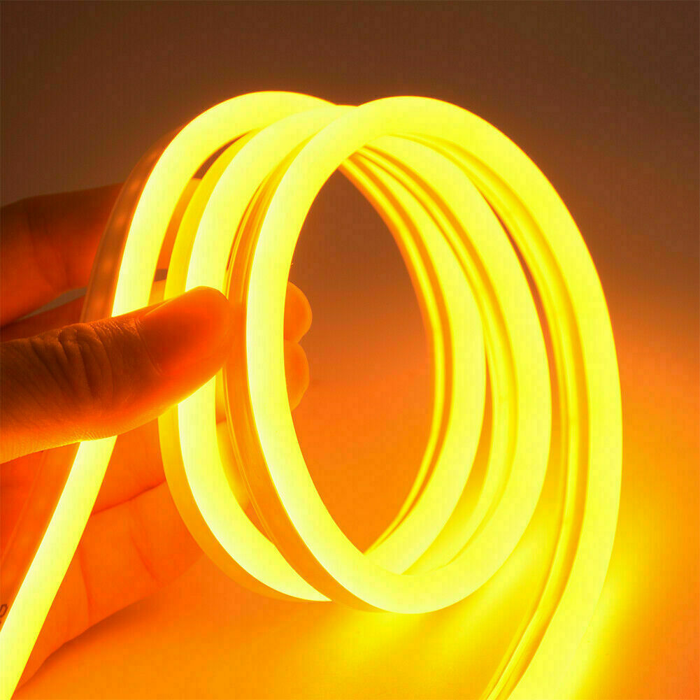 220V LED Neon Flex Rope Light – Waterproof Outdoor Sign Light - Yellow, 14 x 25 mm, Single