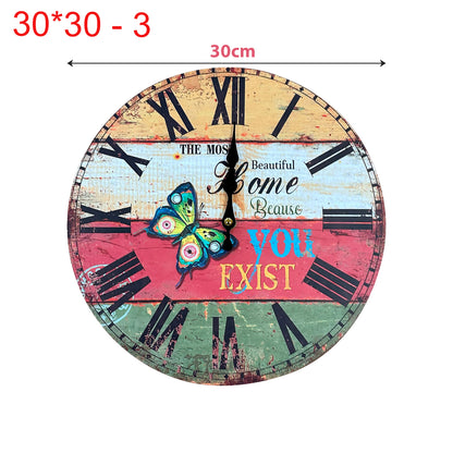 Vintage-Style Wooden Wall Clock: Decorative Art Clock for Interiors ~1152