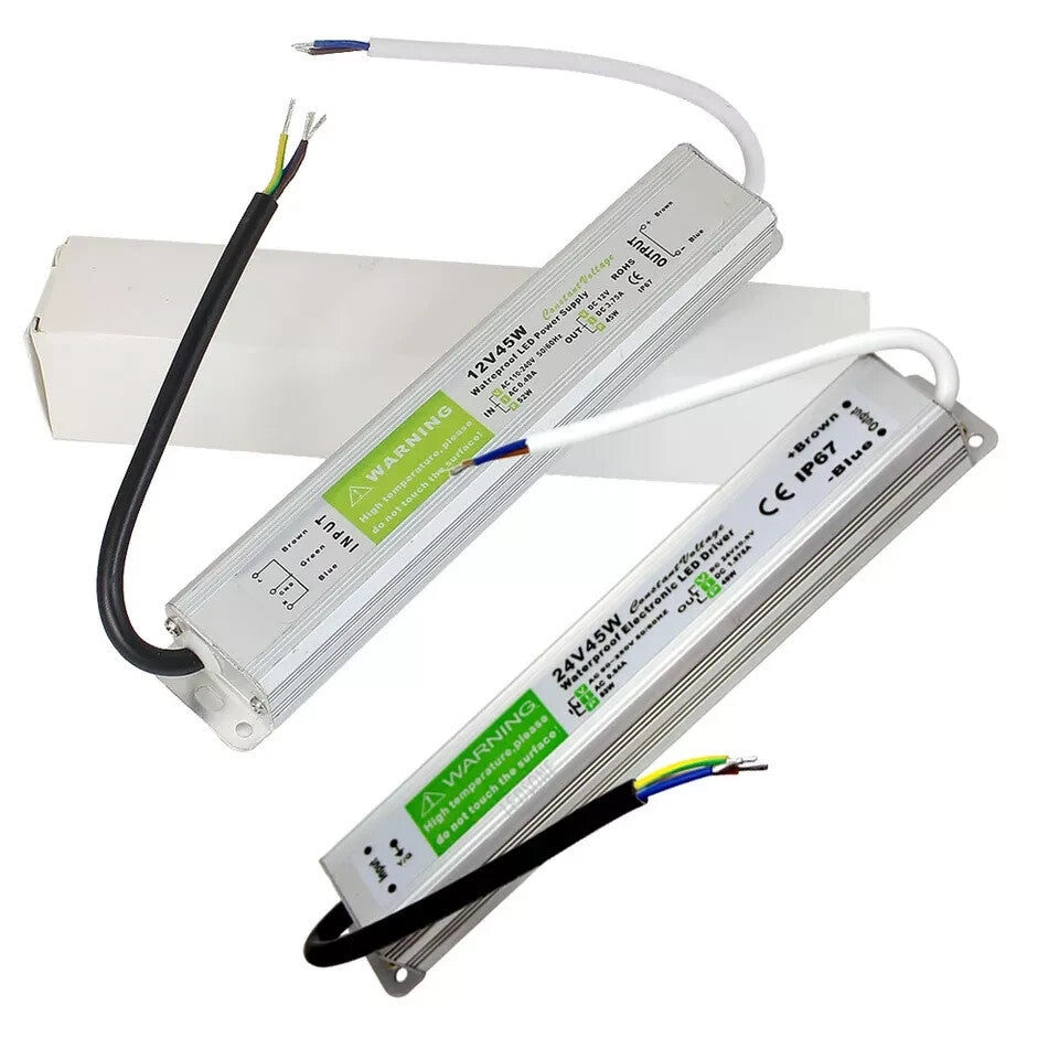 24V IP67 Waterproof LED Driver – 10W to 200W - 45W, Single