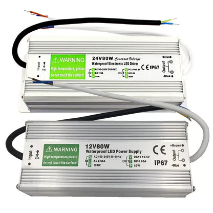 24V IP67 Waterproof LED Driver – 10W to 200W - 80W, Single