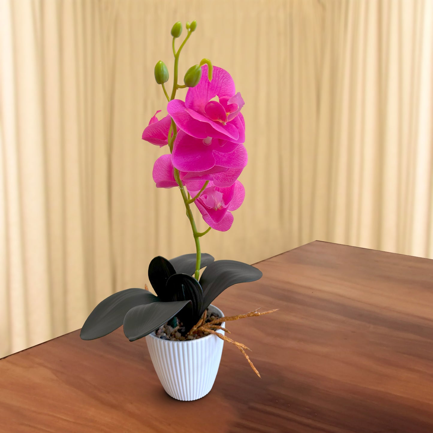 Artificial Orchid with Leaf Potted Plant for Table Decoration ~1233