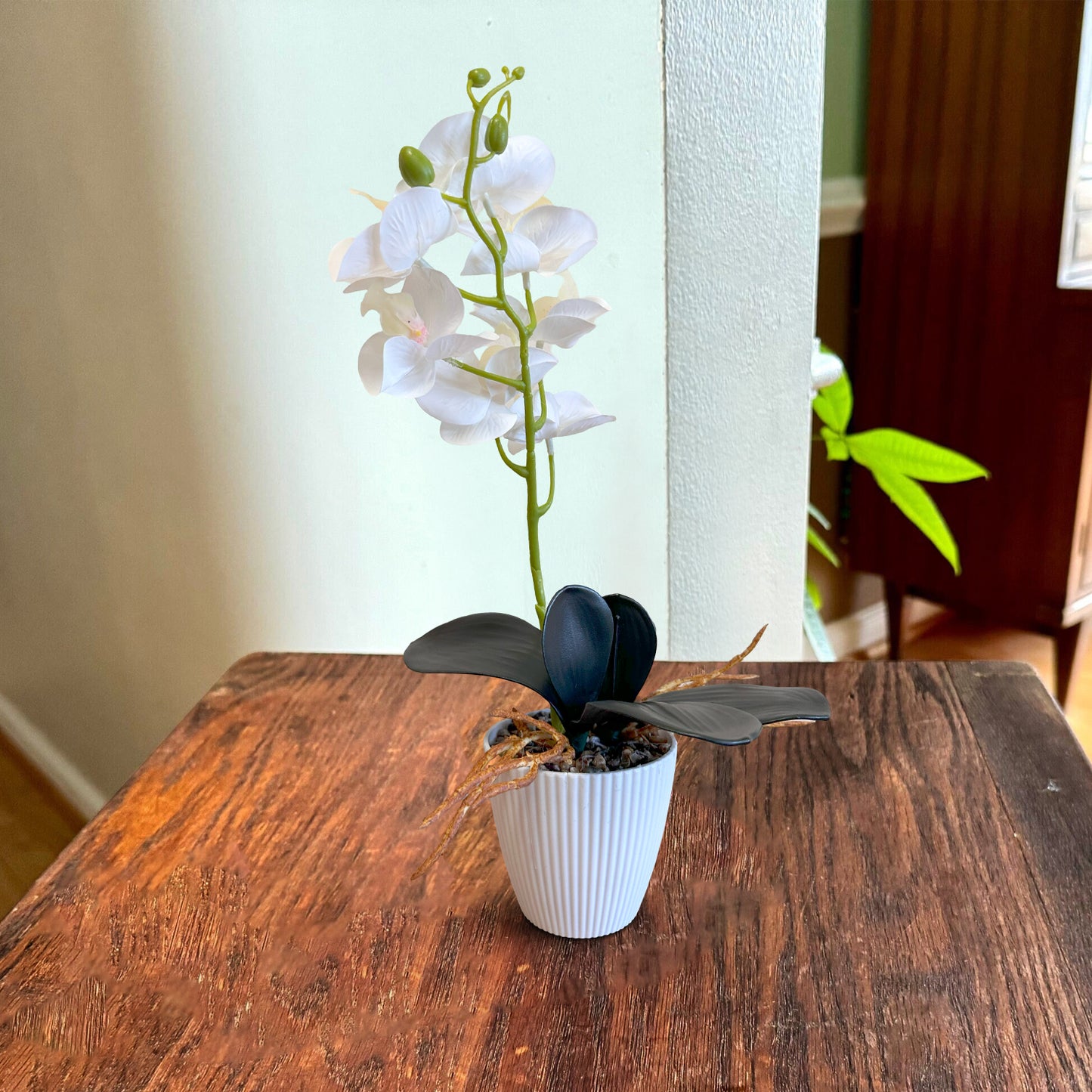 Artificial Orchid with Leaf Potted Plant for Table Decoration ~1233