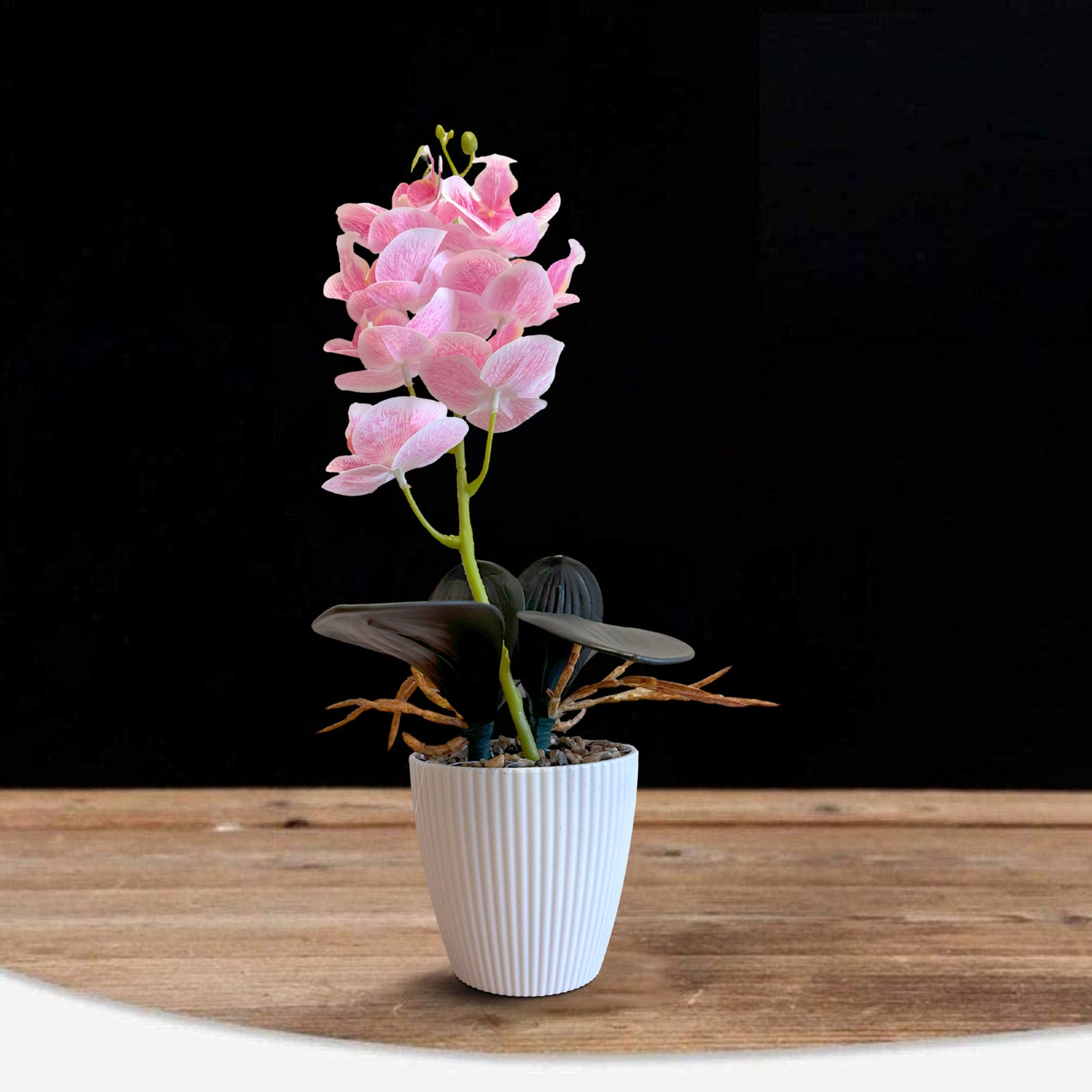 Artificial Orchid with Leaf Potted Plant for Table Decoration ~1233